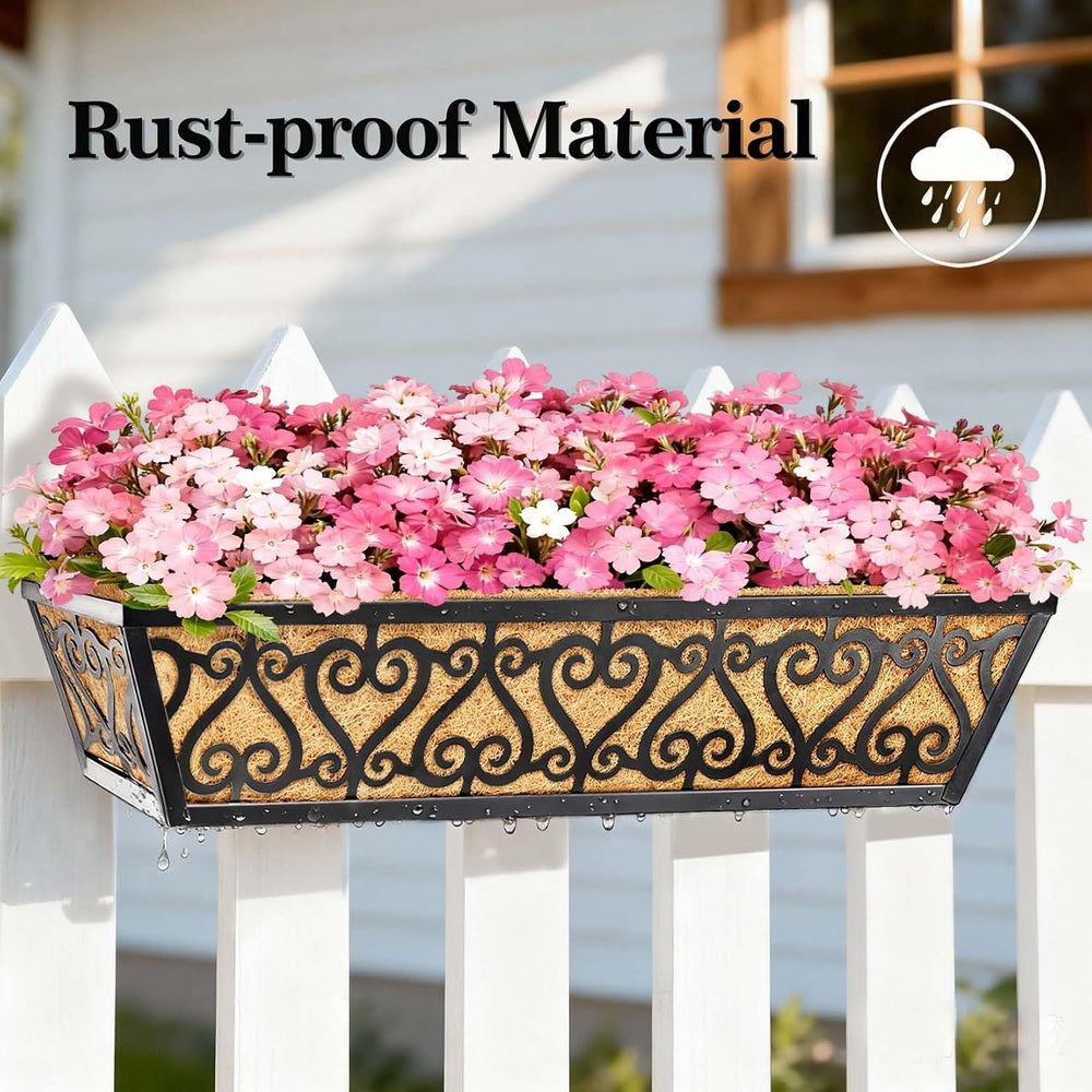 2 Pack 30 Inch Deck Railing Planter Box - Window Boxes Planters with Adjustab...