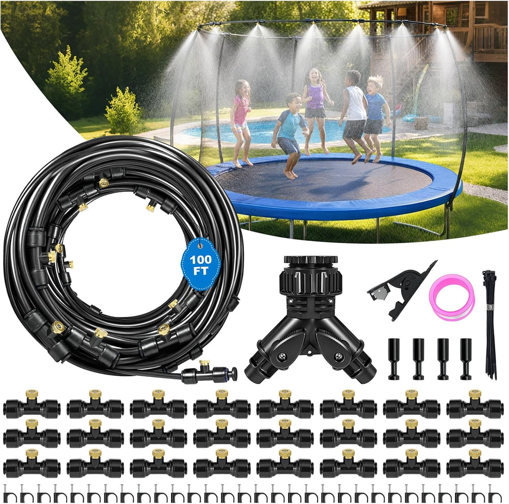 Thiswing 100 FT Dual-Line Misting Cooling System with 24 Brass Nozzles