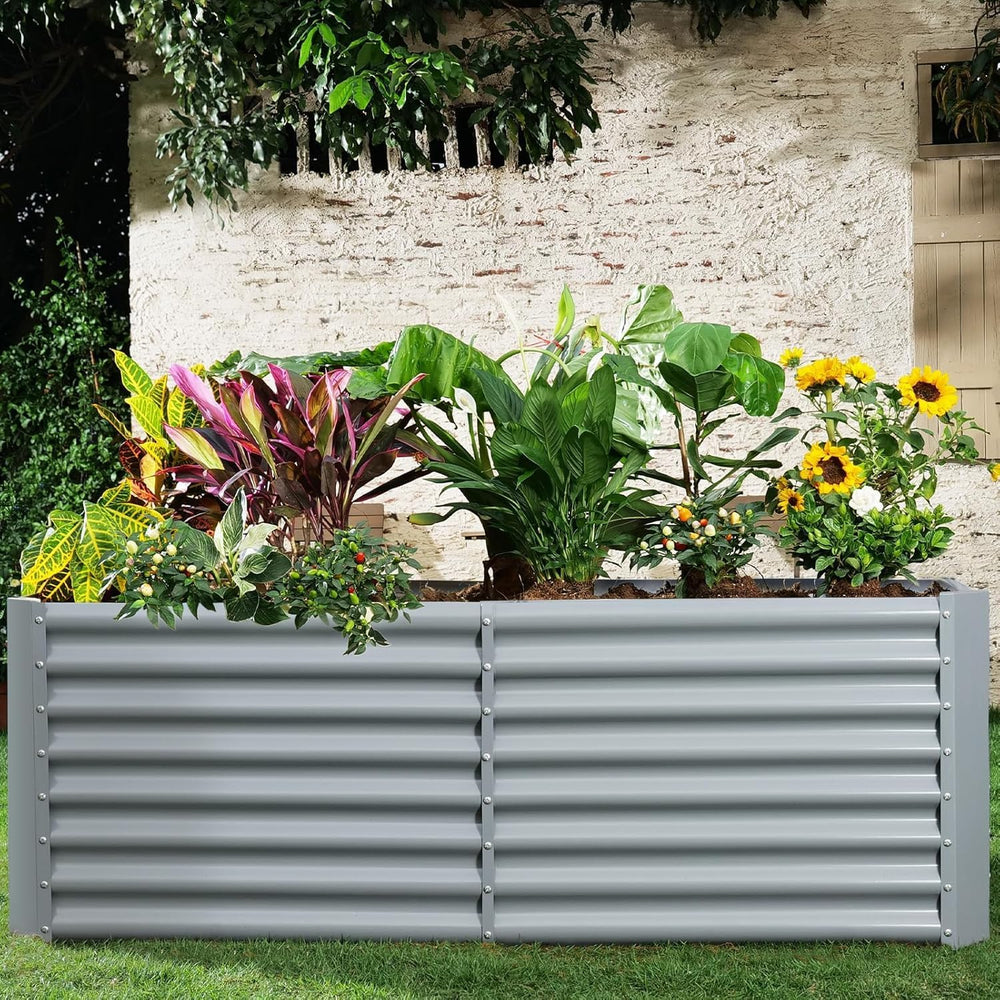 Land Guard 2 Pack 6×3×2 ft Galvanized Metal Raised Garden Bed, 2FT Deep Root ...