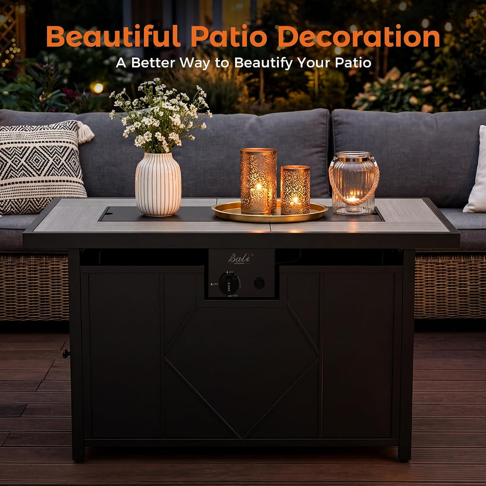 42 inch Propane Fire Pit Patio Outdoor Fire Pit Table Large Rectangular