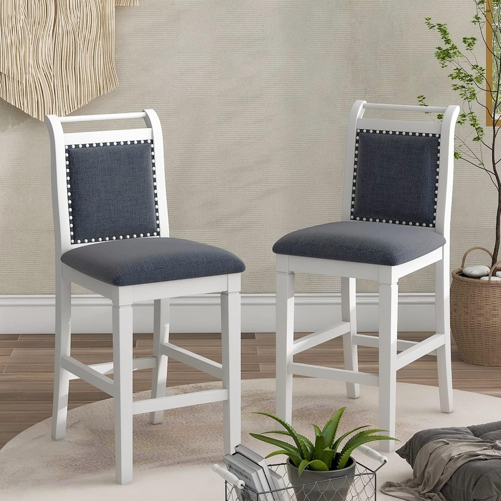 Farmhouse 3-Piece Counter Height Dining Table Set, Half-Round Drop Leaf Dinin...