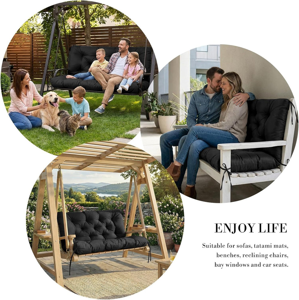 Outdoor/Indoor Swing Replacement Cushion, 2 or 3 Seats Bench Cushions with Ba...