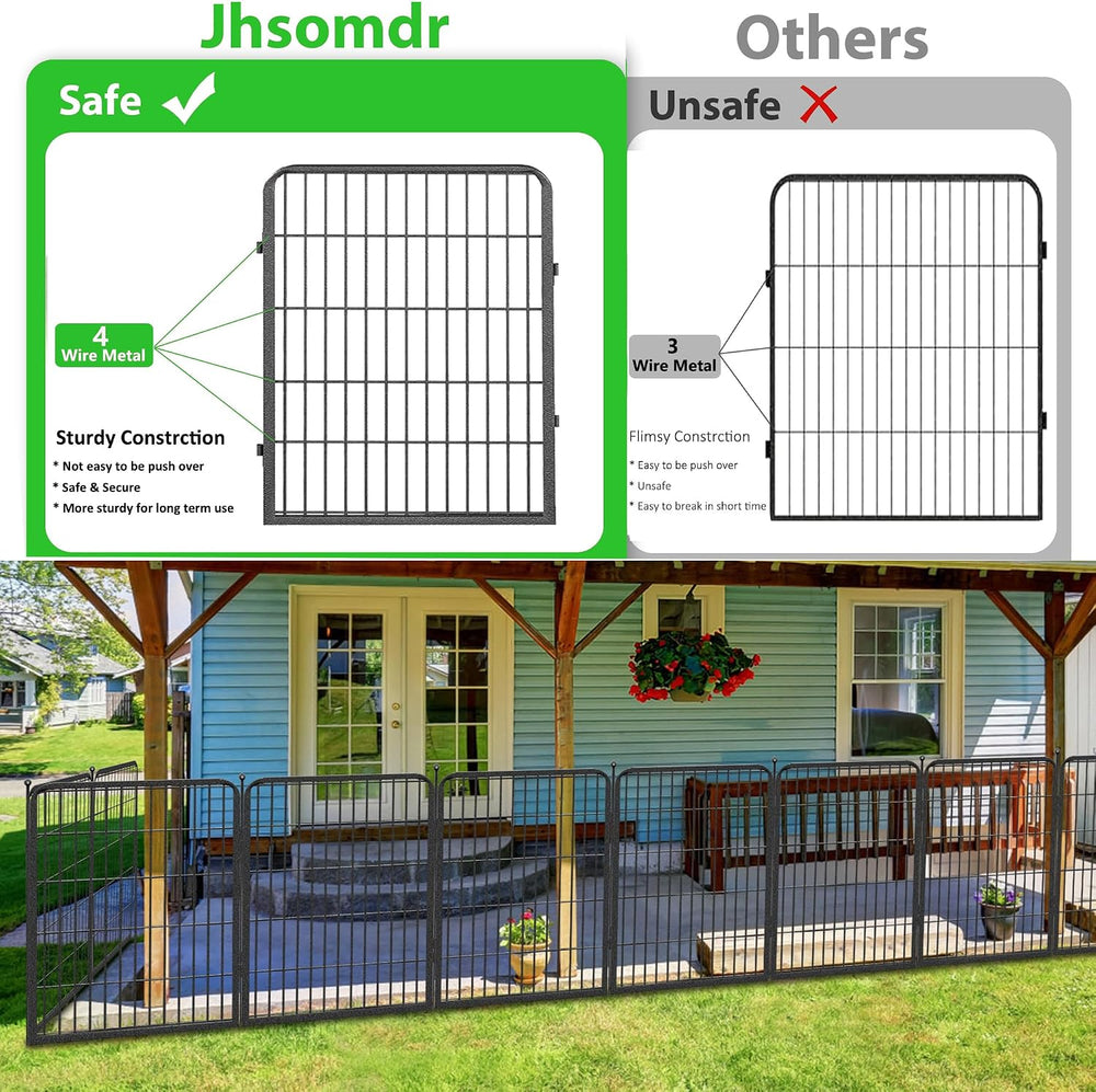 Garden Fence with Gate Metal Fencing for Yard, 32in x 46ft 20 Panels No Dig F...