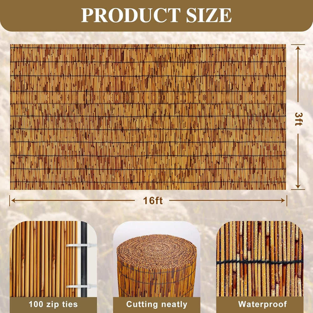 Natural Reed Fencing,Decorative Bamboo Fence Rolls Handwoven Friendly Sun Sha...