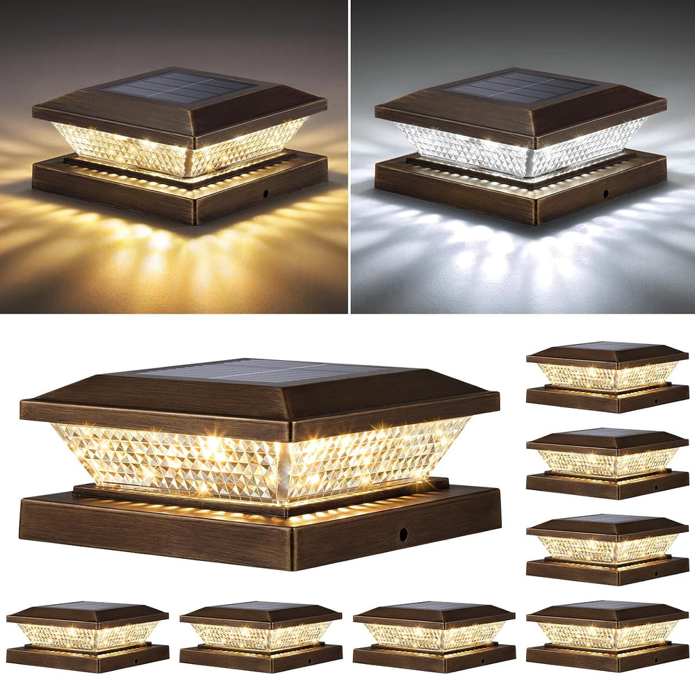 Mlambert 4x4 Solar Post Cap Lights Outdoor 8 Pack, Waterproof Solar Fence Lig...