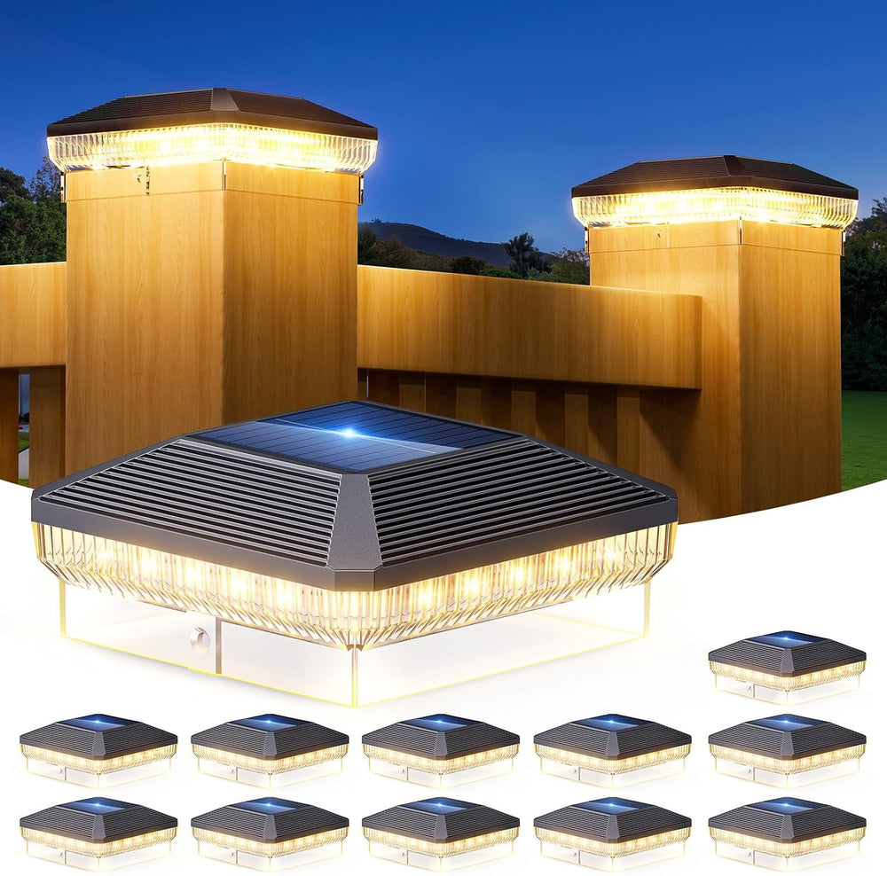 12 Pack 4x4 Solar Post Cap Lights with 3 Modes, 40 LEDs Fence Post Solar Ligh...