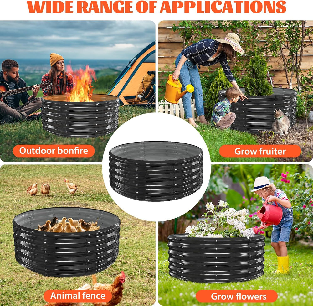 17In Tall 40 Inch Diameter Round Galvanized Fire Pit Ring/Fire Ring Black