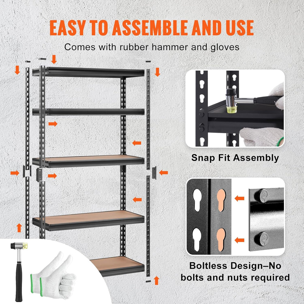 VEVOR Storage Shelves 5-Tier Adjustable 2000 lbs 30"x12"x60" S...