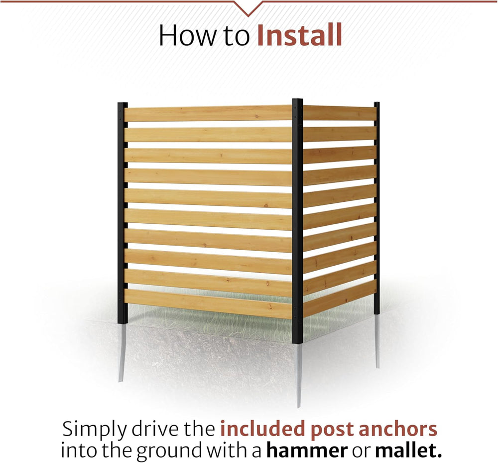 Enclo Charleston Privacy Screen, Cedar Wood, DIY No Dig Screen Kit