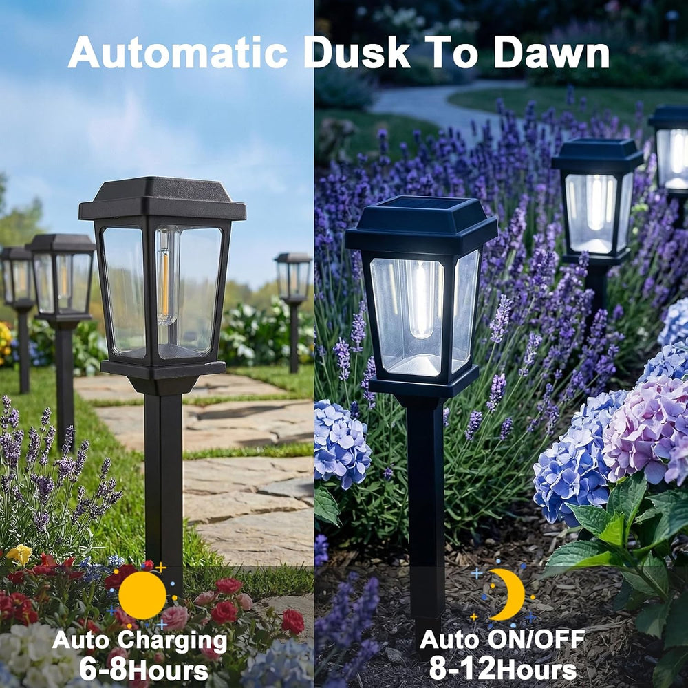 12 Pack Solar Lights Outdoor Pathway, Modern Solar Garden Lights, Waterproof ...