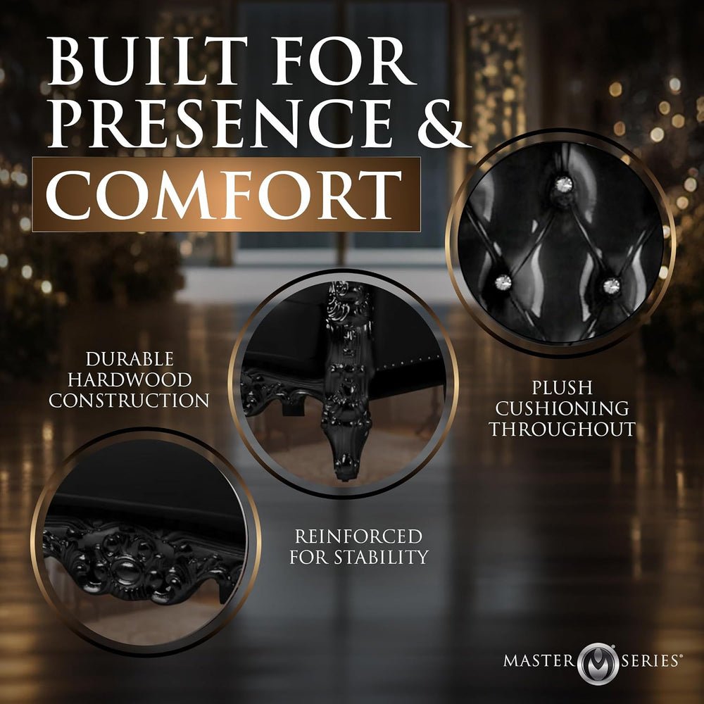 Master Series Throne Chair, Ornate Tufted Chair with Vegan Leather Cushions, ...