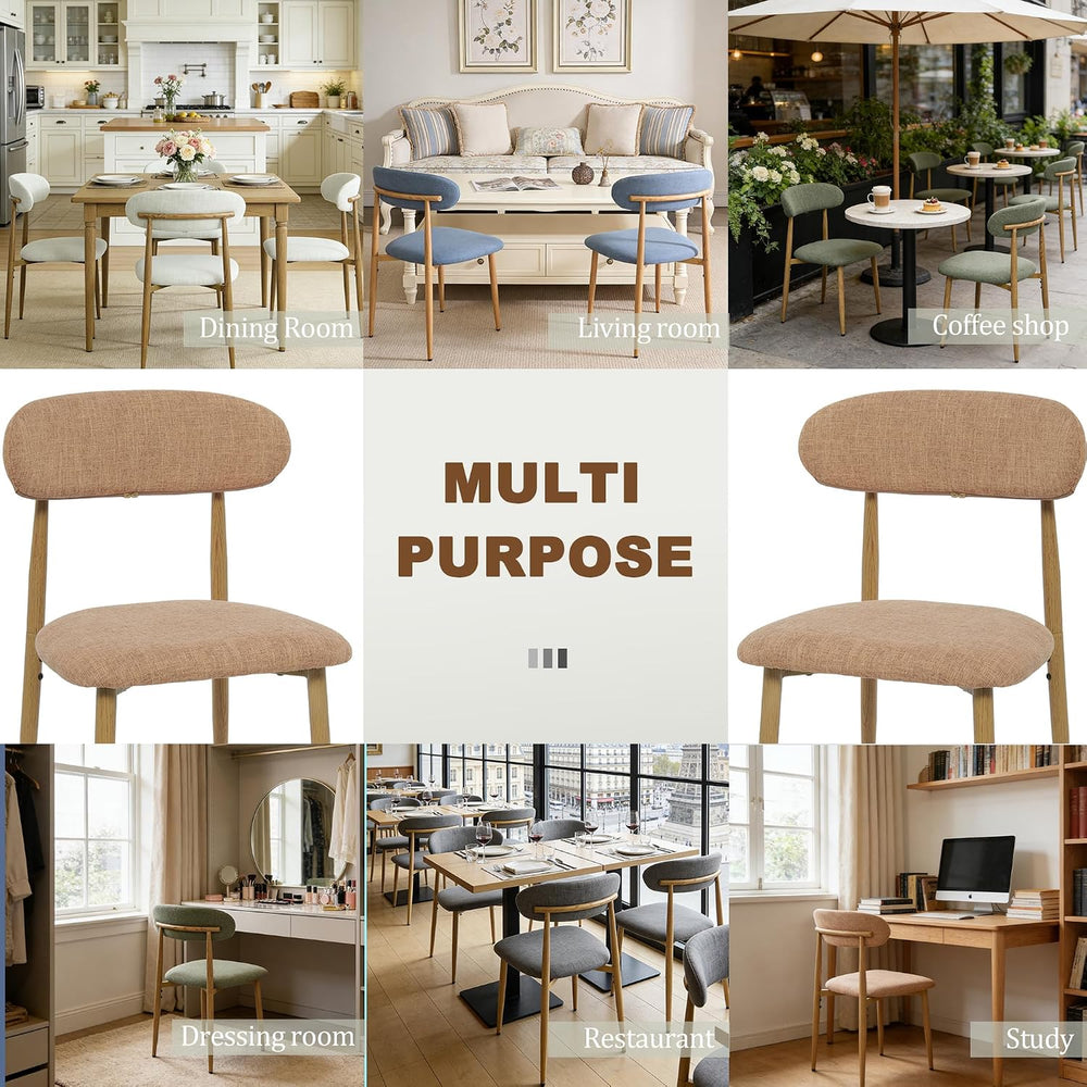 FREKEN Modern Upholstered Dining Chairs Set of 4, Mid-Century Metal Frame wit...