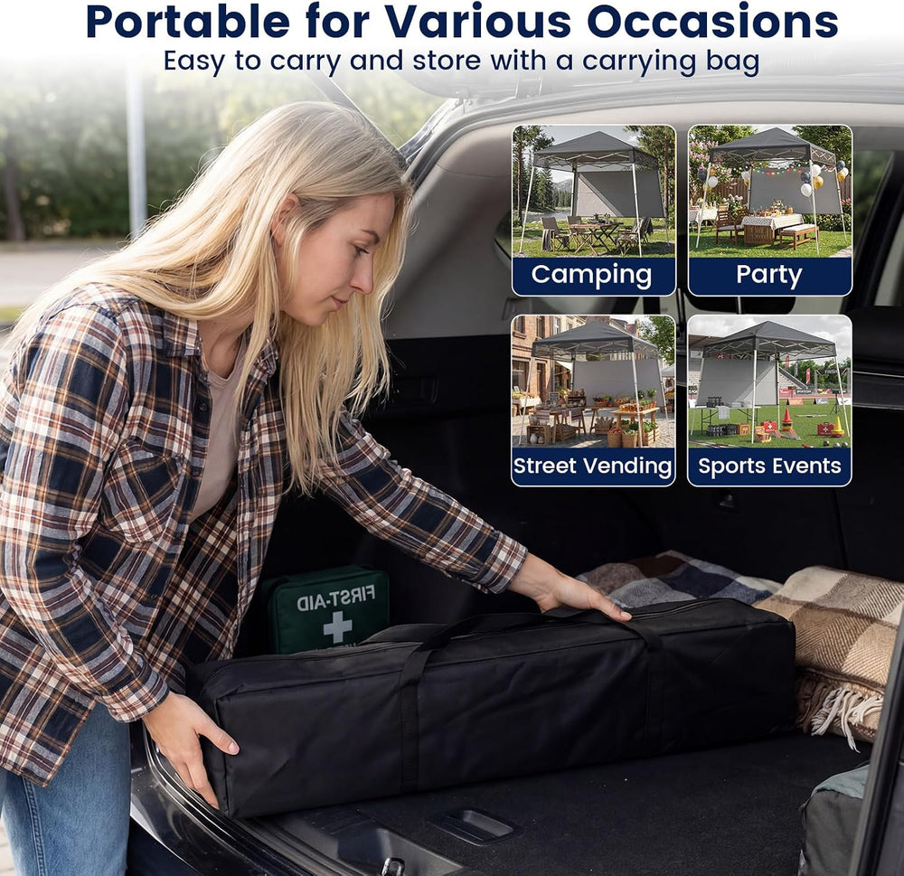 Tangkula 7x7 FT Pop Up Canopy with Center Lock & Sidewall, Gray