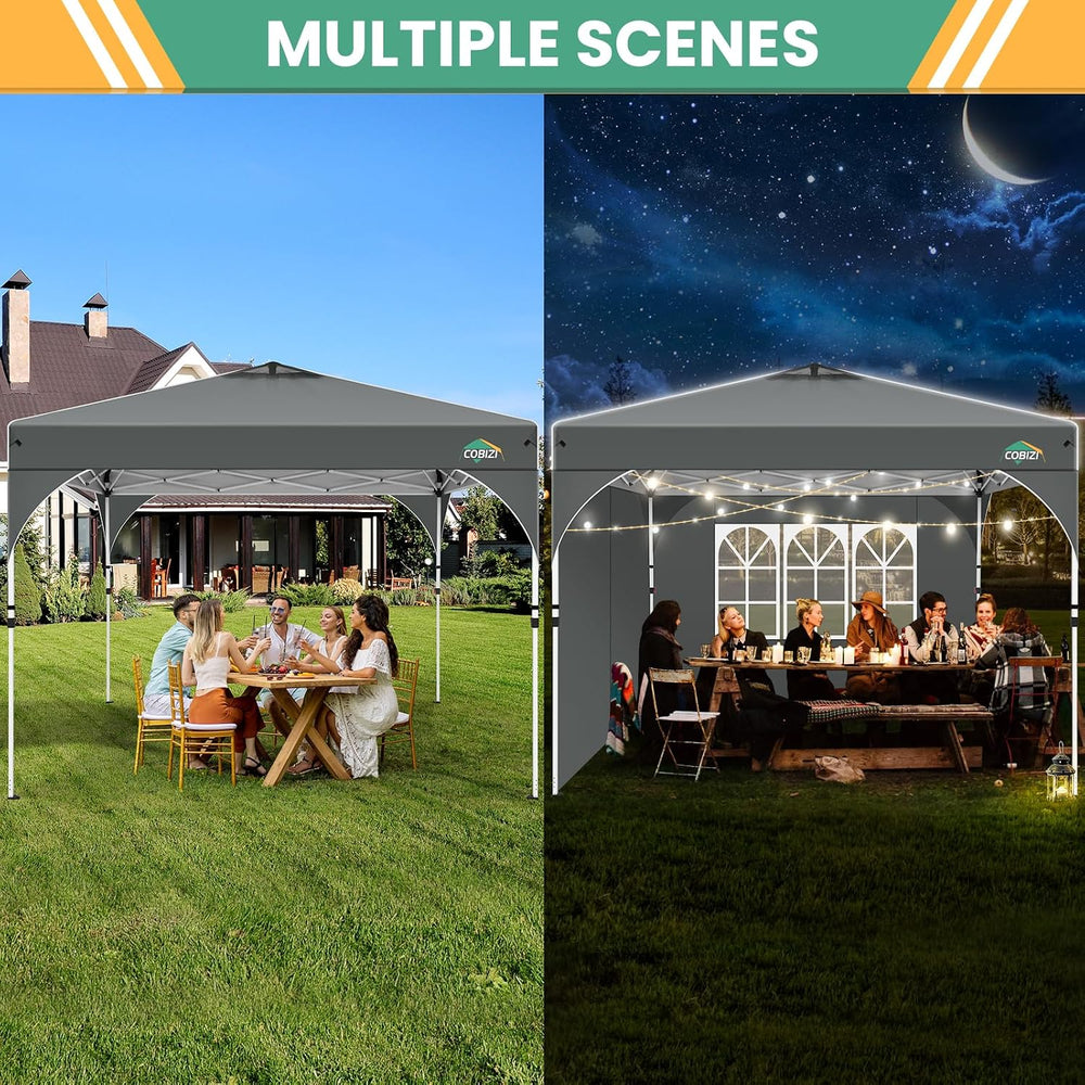 COBIZI 10x10 Pop Up Canopy with 3 Sidewalls, 1-Person Setup, Waterproof
