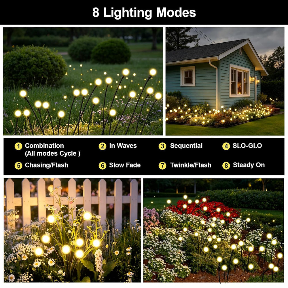 Solar Firefly Lights Outdoor Yard Garden Decor Warm White 6 Pack
