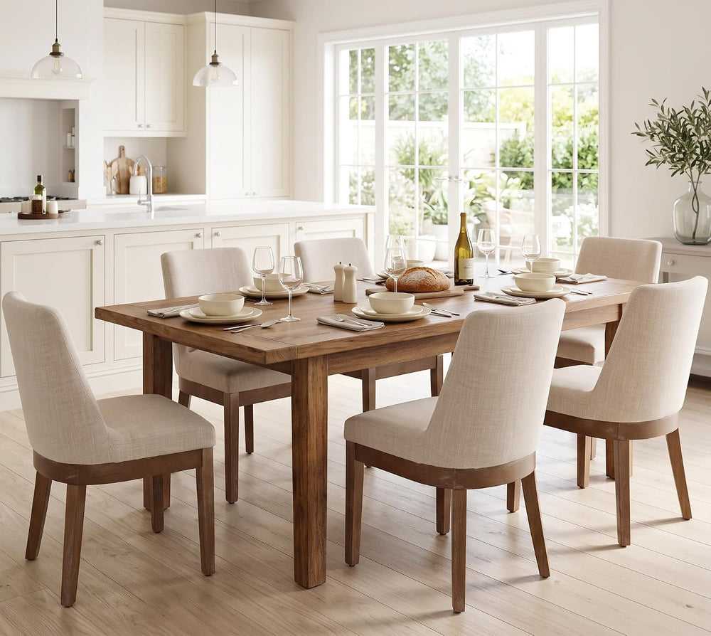 RIVOVA Upholstered Dining Chairs Set of 6, Modern Wooden Dining Room Chair Li...