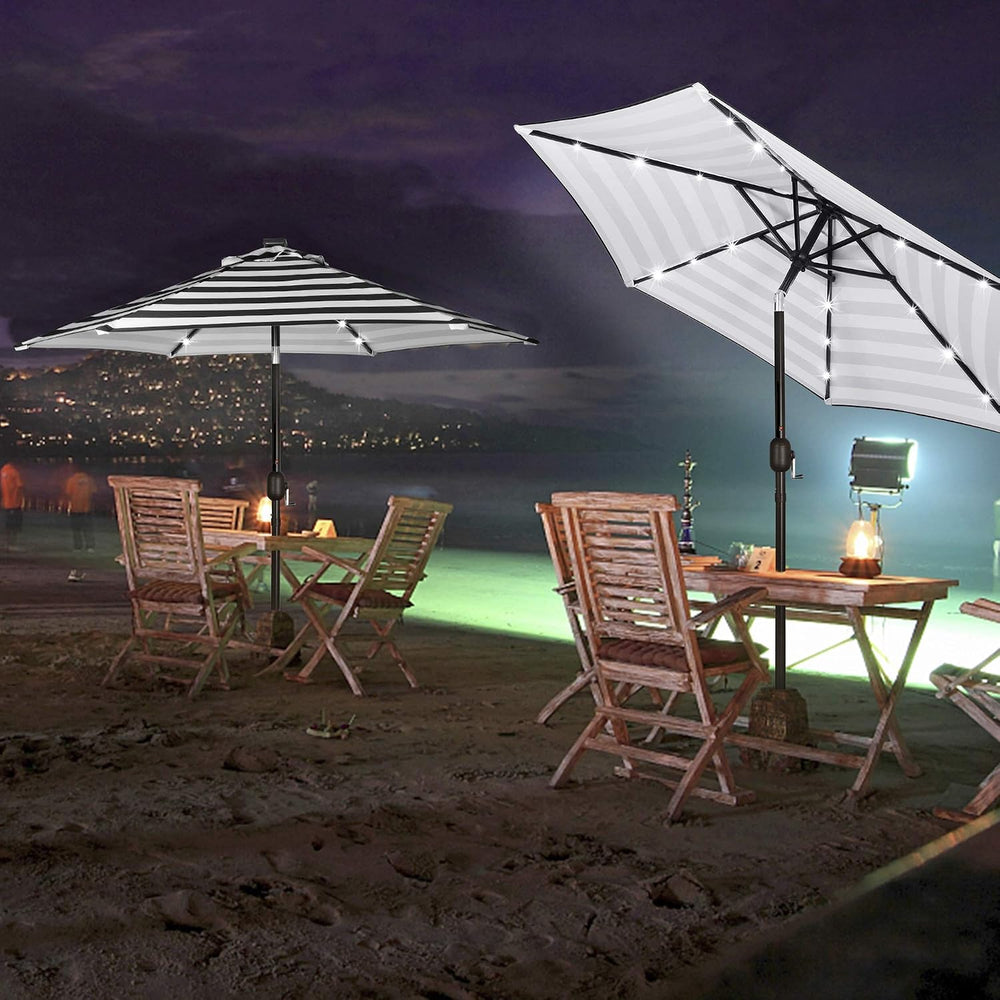 Blissun 7.5 ft Solar Umbrella, 18 LED Lighted Patio Umbrella, Table Market Um...