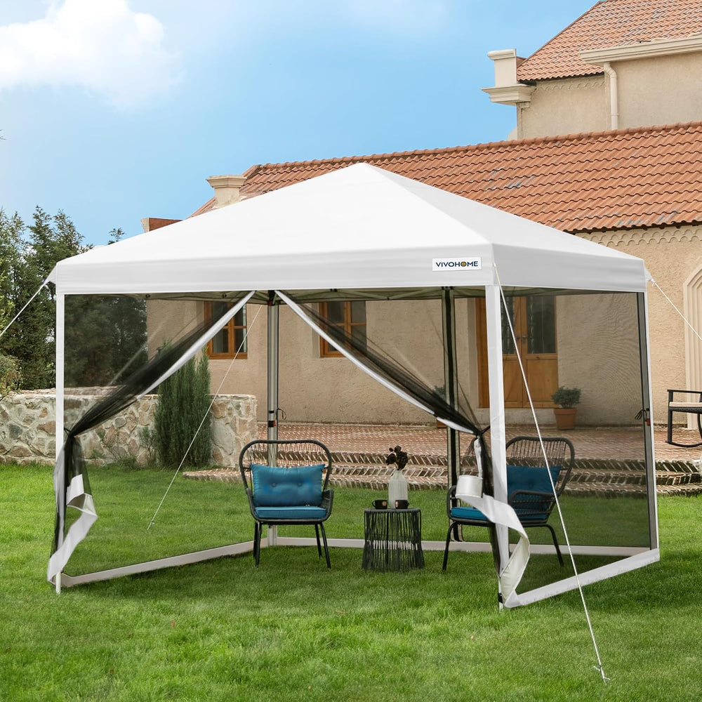 VIVOHOME 8x8ft Easy Pop-Up Canopy, Outdoor Screen Tent with Mosquito Netting,...