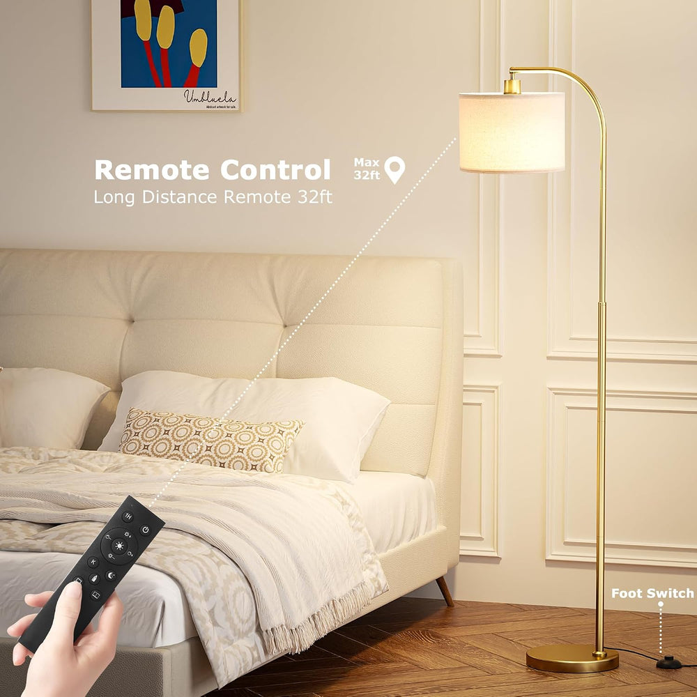 Ambimall Arc Floor Lamp with Remote and Stepless Dimmable Bulb, Colors Temper...