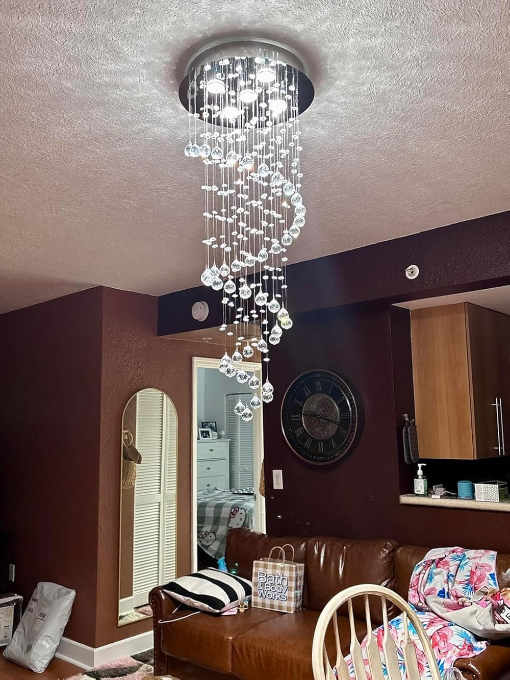 Elegance Spiral Chandelier for Dining Area, Modern Swirl Raindrop Chandelier ...