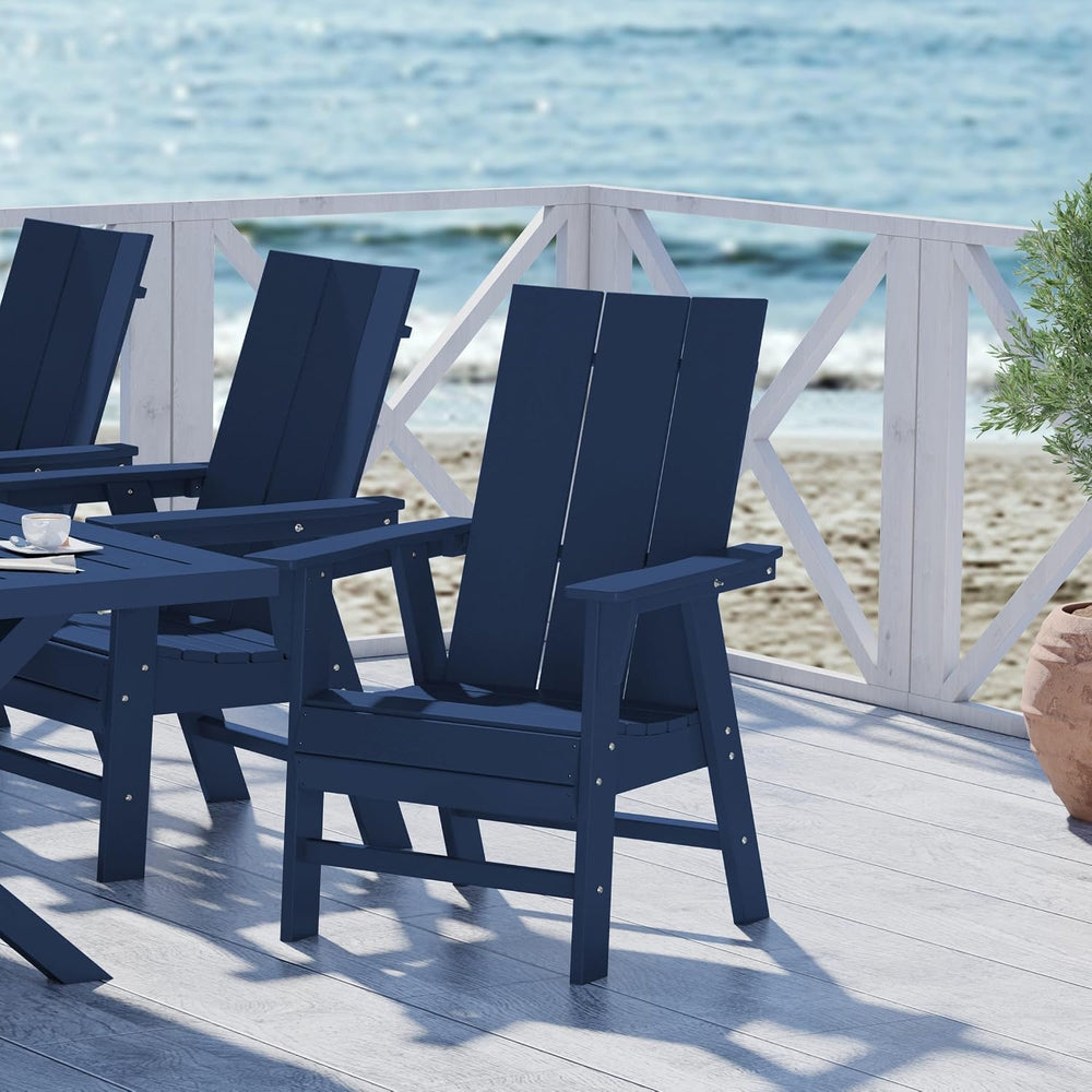 WestinTrends Ashore Outdoor Patio HDPE Plastic Modern Adirondack Dining Chair...