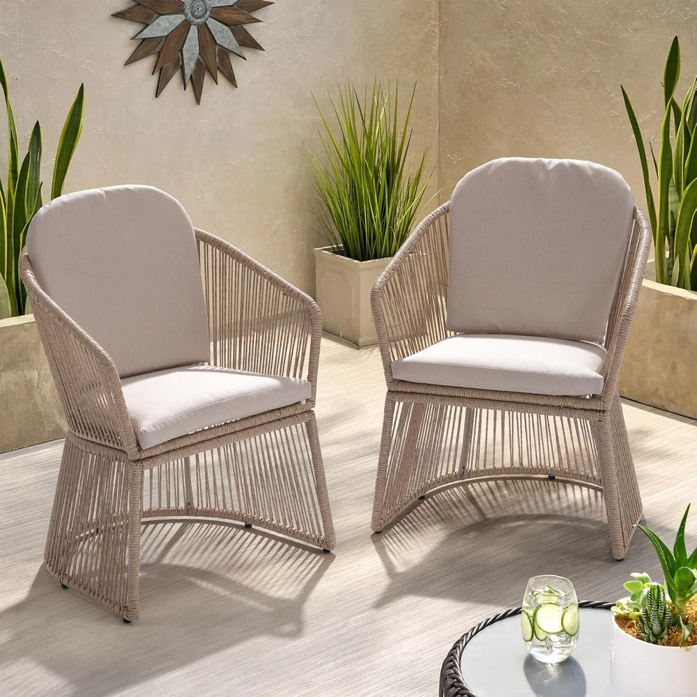 SUNSITT Set of 4 Modern Patio Dining Chairs, Woven Wicker Accent Chairs