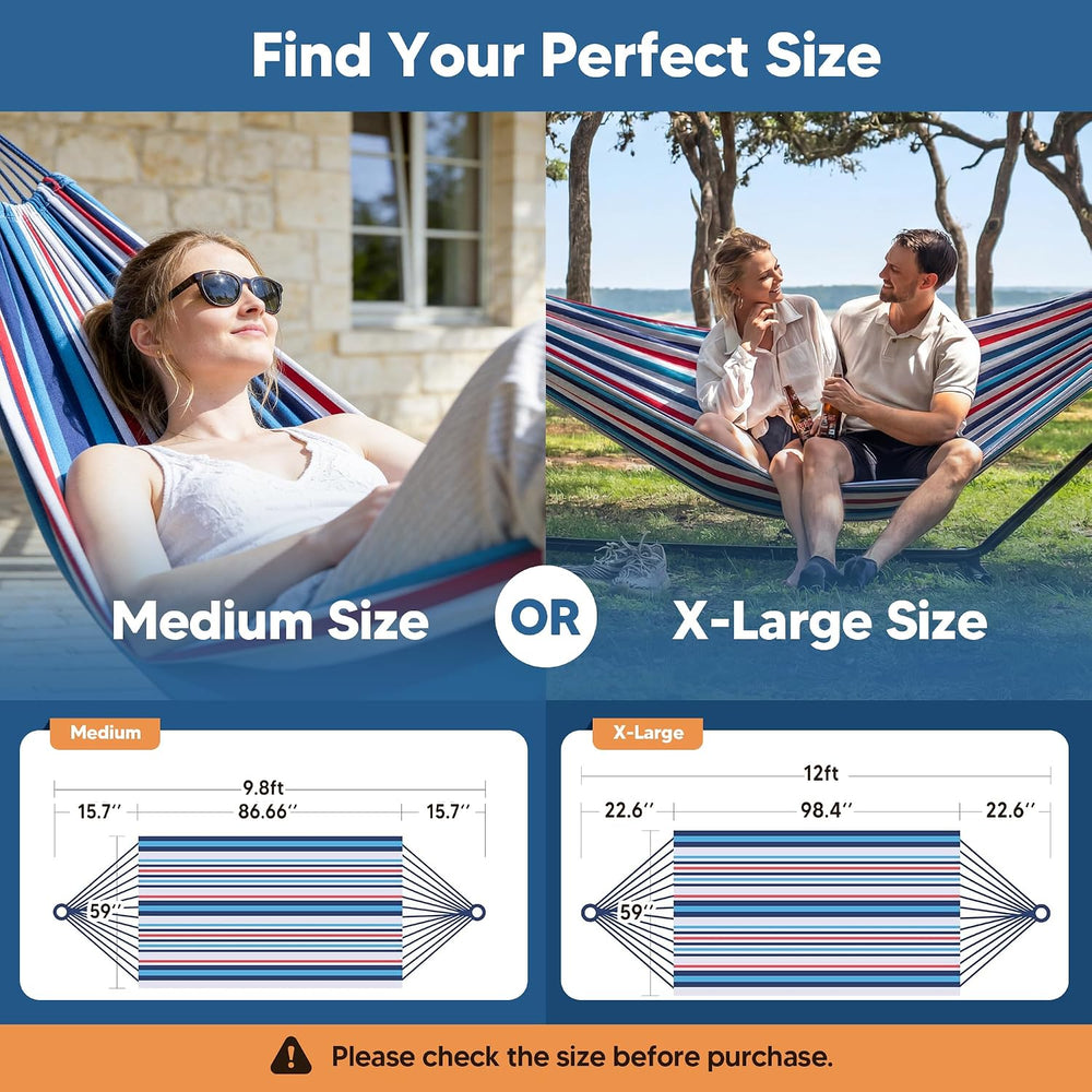 SUNCREAT Hammocks for Outside, Portable Heavy Duty Tree Hammock, Ocean Stripes