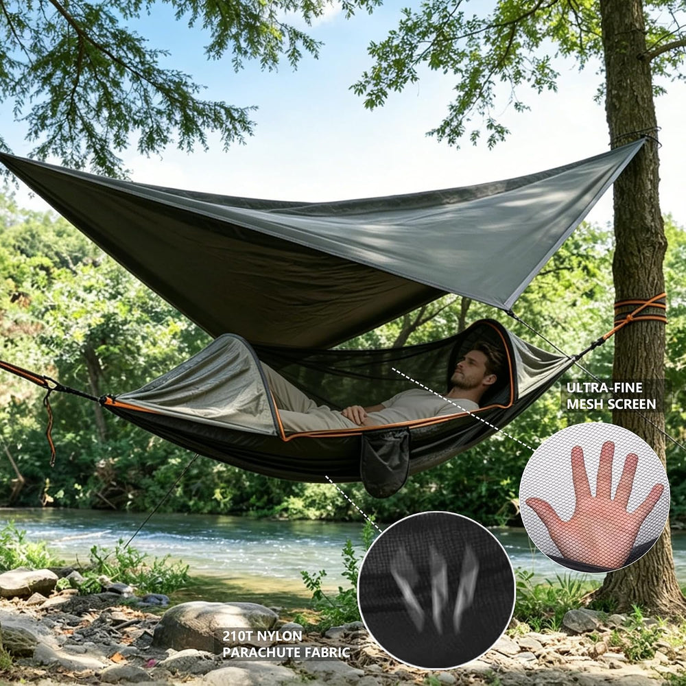 Camping Hammock with Mosquito Net and Rain Fly Tarp