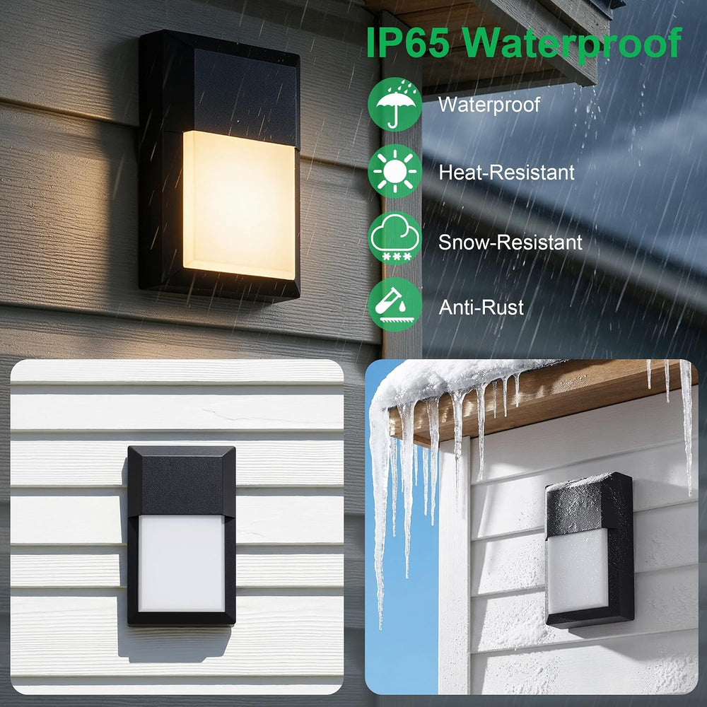 LIT-PaTH Outdoor Wall Light Fixture, Aluminum, LED 3000K, Black, 2 Pack