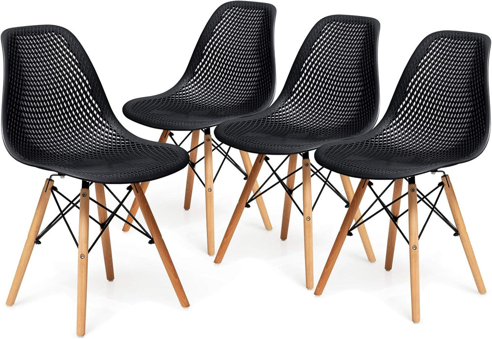 Giantex Set of 4 Modern Dining Chairs, Outdoor Indoor Shell PP Lounge Side Ch...