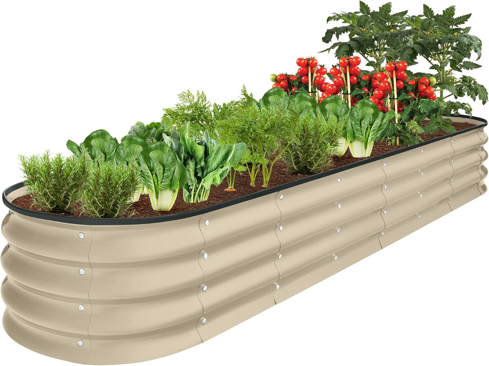 Best Choice Products 8x2x1ft Outdoor Metal Raised Garden Bed, Oval Deep Root ...