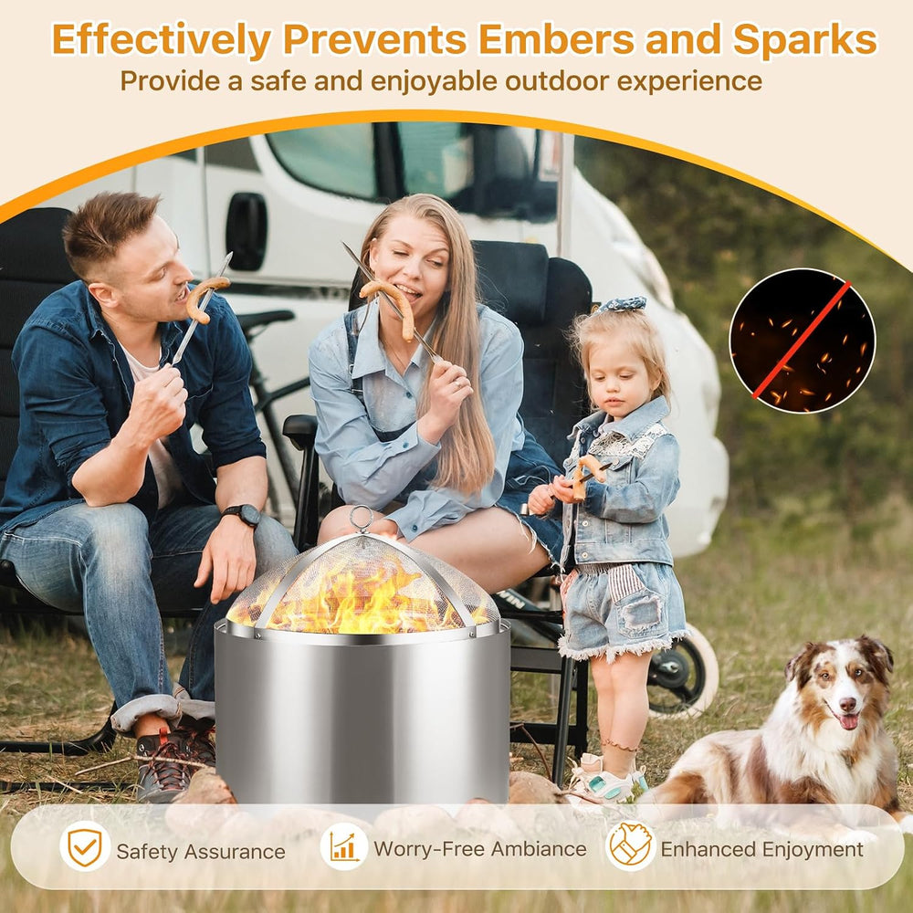 Fire Pit Spark Screen for Solo-Stove Bonfire 19.5", Stainless Steel Bonf...