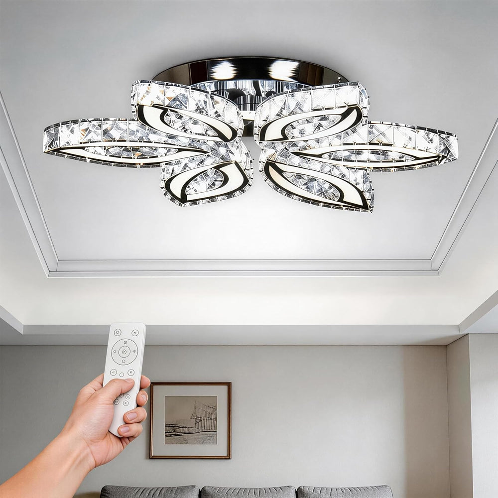 CLAIRDAI 20" Dimmable Crystal Flower Chandelier Ceiling Light