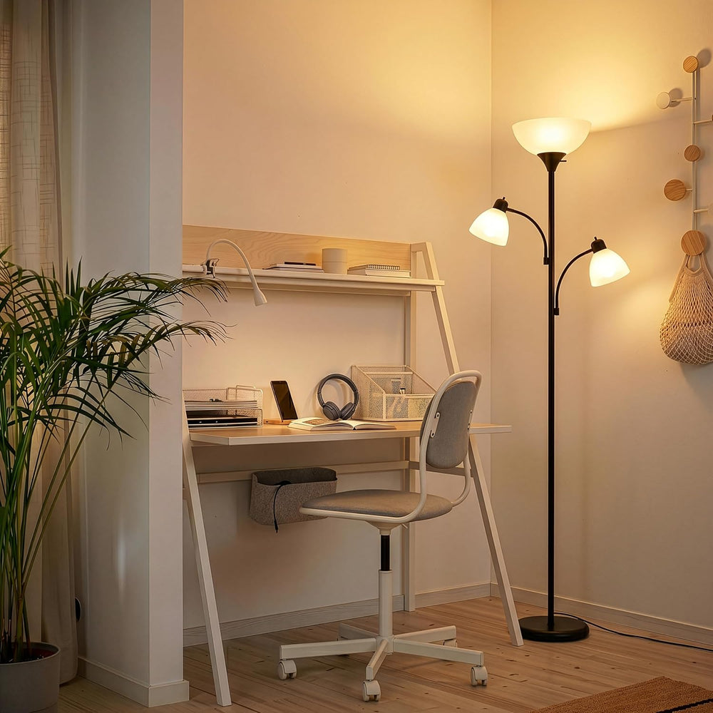Brightech Sky Dome Double LED Floor Lamp, Torchiere Super Bright Floor Lamp w...