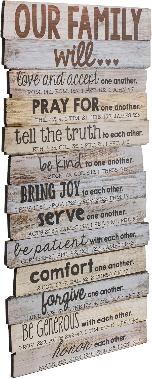 Lighthouse Christian Products Our Family Will Love One Another Rustic Stacked...