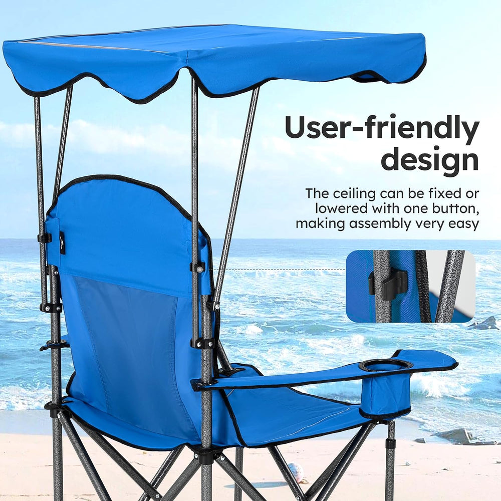 ALPHA CAMP Heavy Duty Canopy Camping Chairs with Adjustable Sunshade