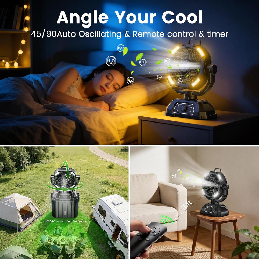 XAP Portable Misting Fan Rechargeable for Hot Weather - 9-inch Oscillating Ca...
