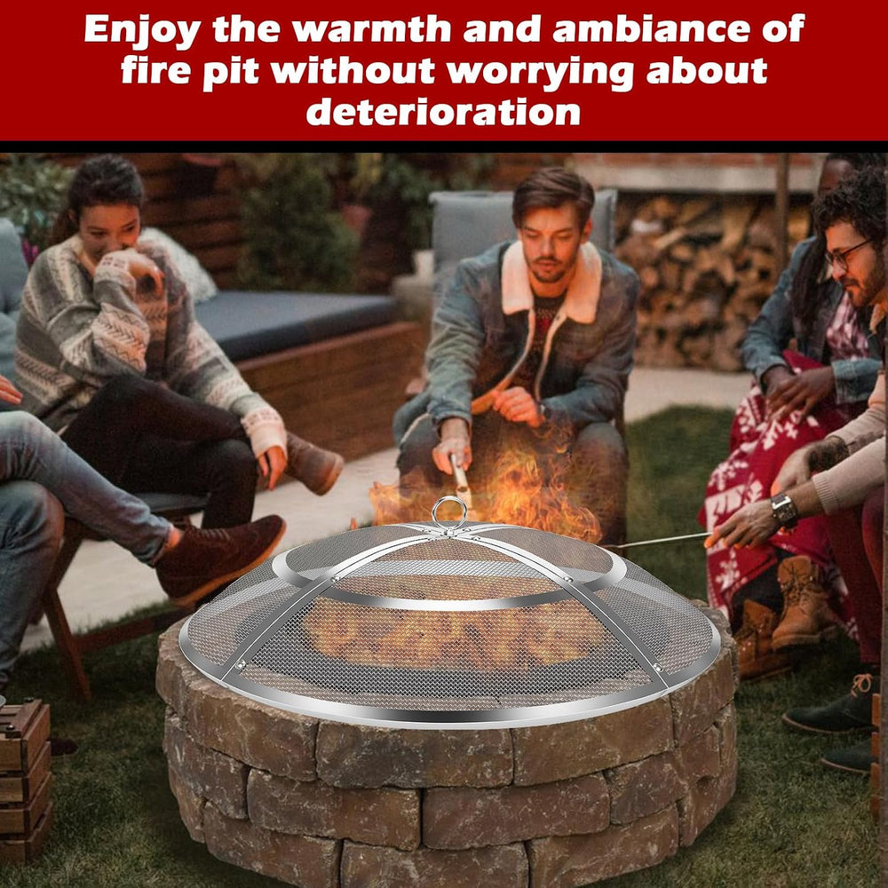 Fire Pit Spark Screen,36 Inch Fire Pit Screen Cover Stainless Steel Outdoor w...