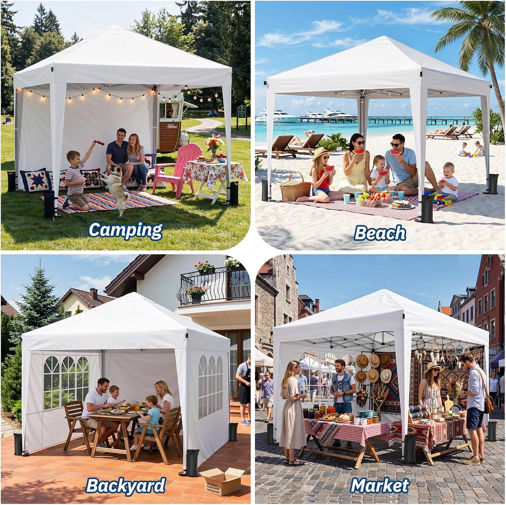 10x10 Pop Up Canopy Tent with 4 Sidewalls, Portable Outdoor Shelter