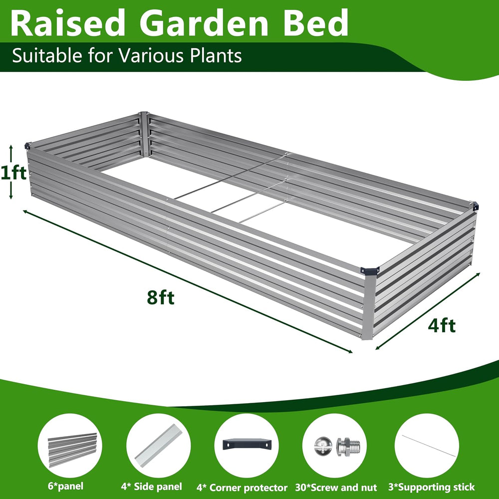 2PCS 7x3x1ft Galvanized Raised Garden Bed,Outdoor Planter Box Metal Patio Kit...