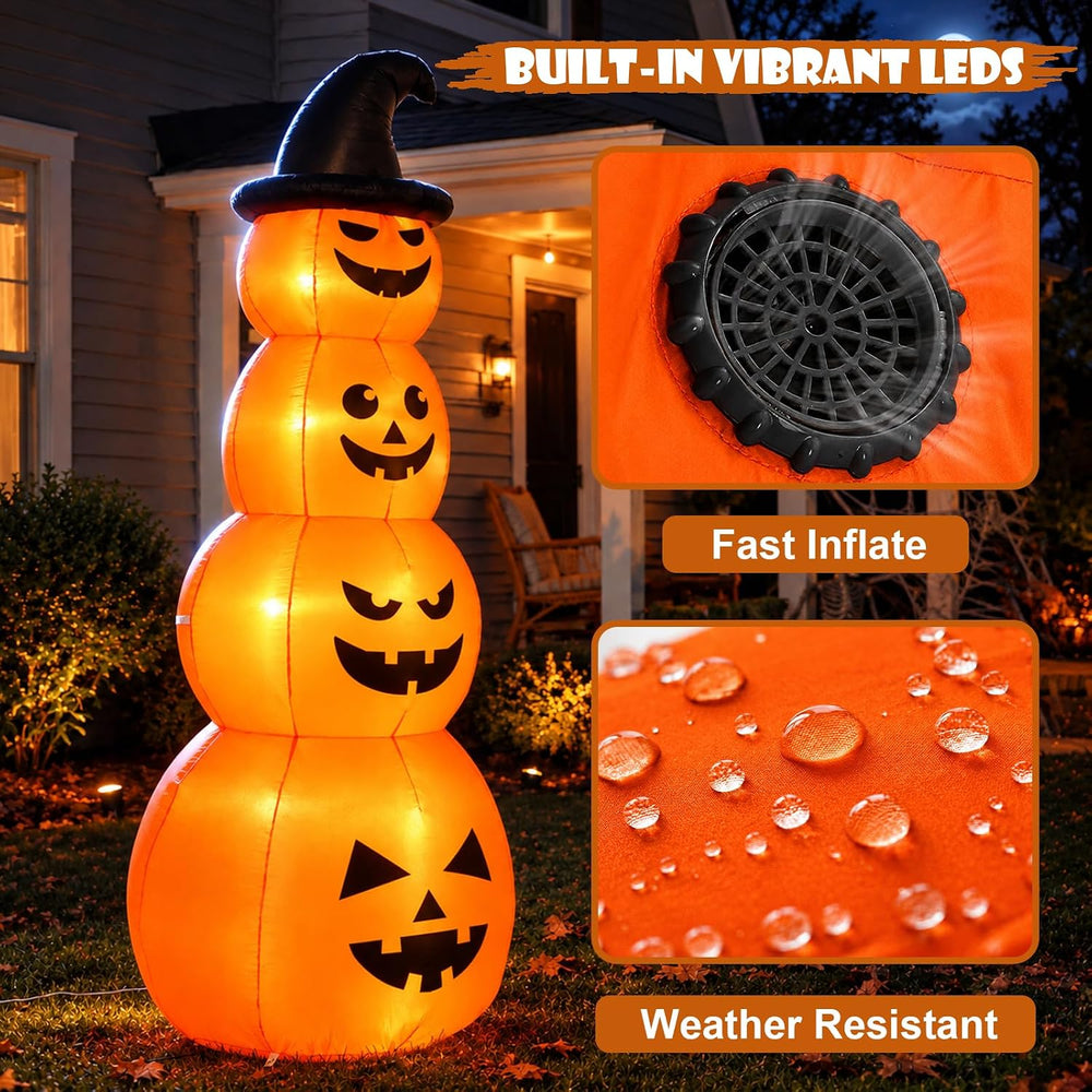 8FT Halloween Inflatable Stacked Pumpkins Outdoor Party Decor