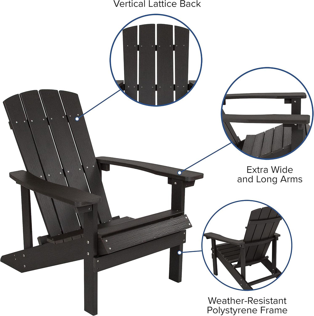 Flash Furniture Charlestown Indoor/Outdoor Faux Wood Adirondack Chairs, Weath...