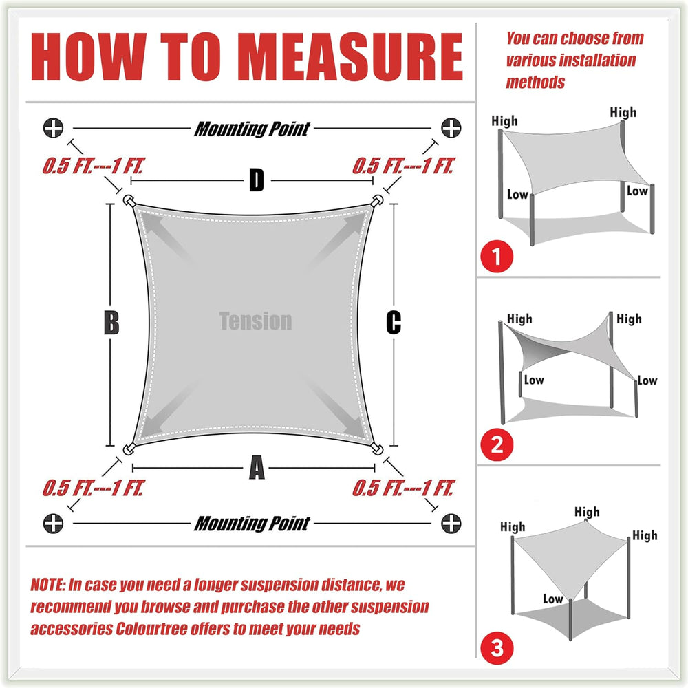 Colourtree 10' x 16' Beige Sun Shade Sail Rectangle Canopy Fabric Clo...
