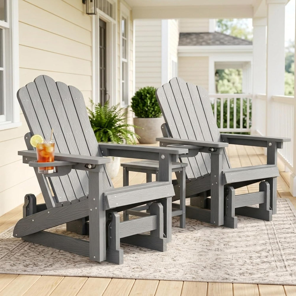 HDPE Adirondack Glider Chair Set of 2,3-Level Adjustable Backrest