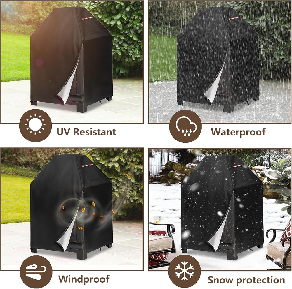 Outdoor Fireplace Cover,Heavy Duty 600D Square Chiminea Fireplace Cover,Pagod...