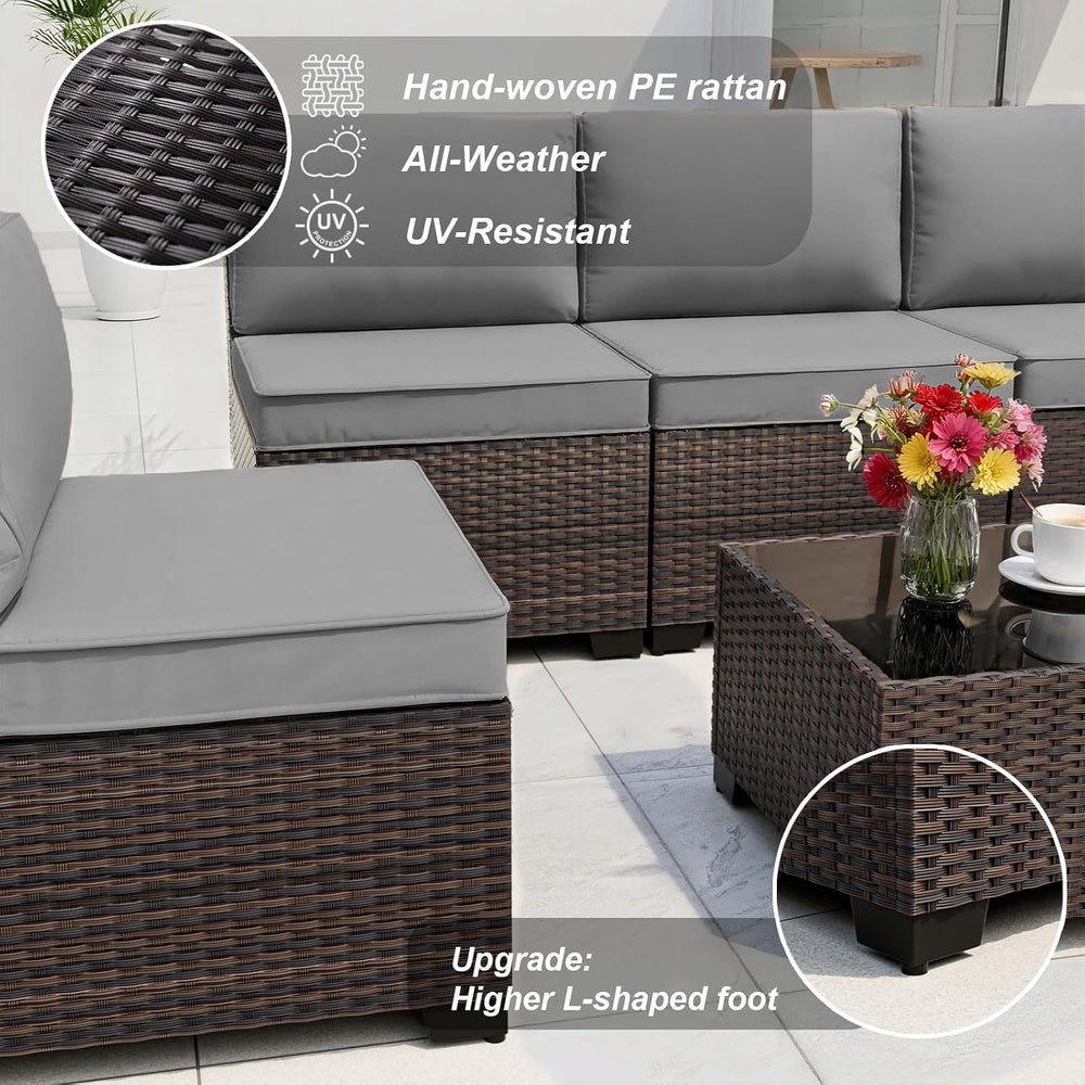 ALAULM Patio Furniture Set with 2 Swivel Chairs, Outdoor Sectional with 55000...