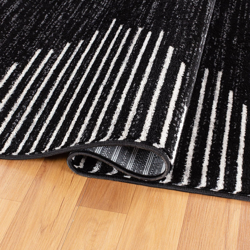 Rugshop Bohemian Stripe Stain Resistant Area Rug Black 3'3" x 5'