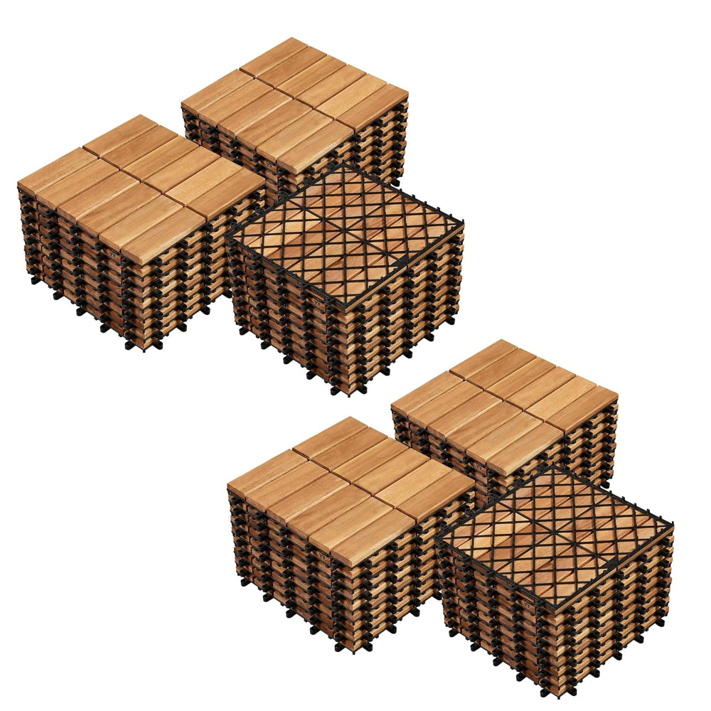 Yaheetech 54PCS Acacia Interlocking Deck Tiles Outdoor Patio Flooring,Wood