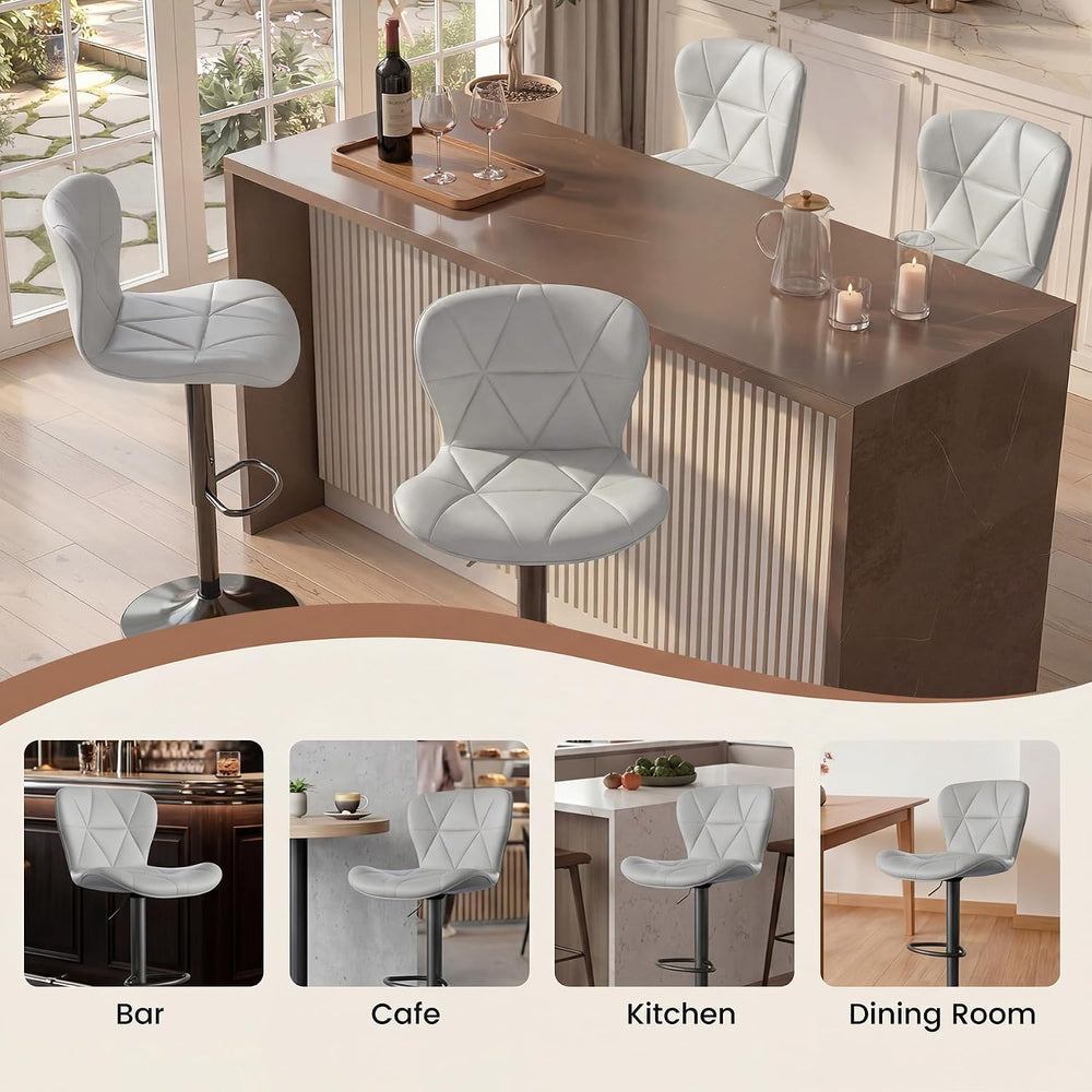 Nebuaegis Bar Stools Set of 2, Modern Faux Leather Adjustable Swivel Barstool...