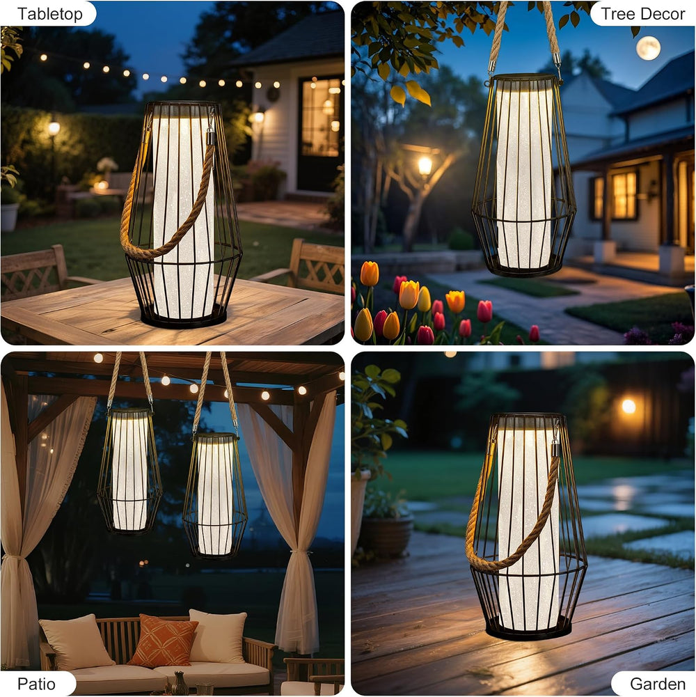 pearlstar Large Solar Lanterns Outdoor Waterproof-Heavy Duty Metal Hanging Li...